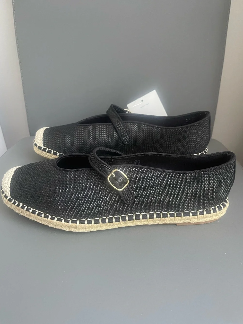 Free Assembly Black Woven Mary Jane Espadrilles Size 10